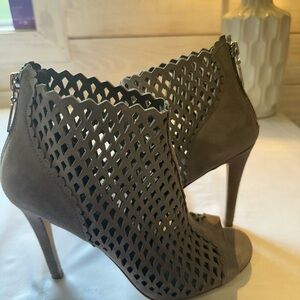 Ivanka Trump Gray Suede Heels with Perforated Design
